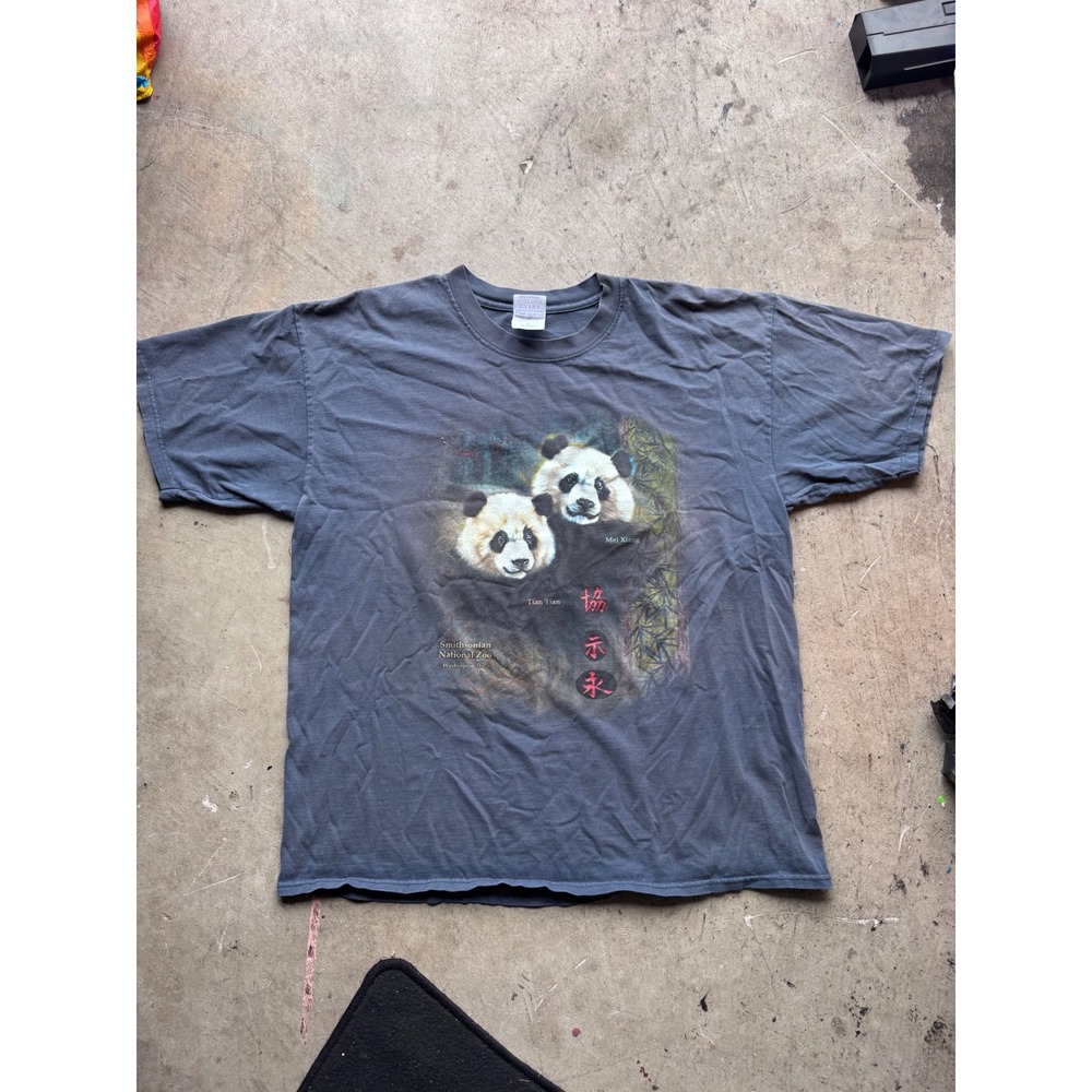 Vintage Smithsonian National Zoo Panda Graphic Tee Gildan Ultra Cotton XL Gray